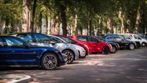 cars parked in a line